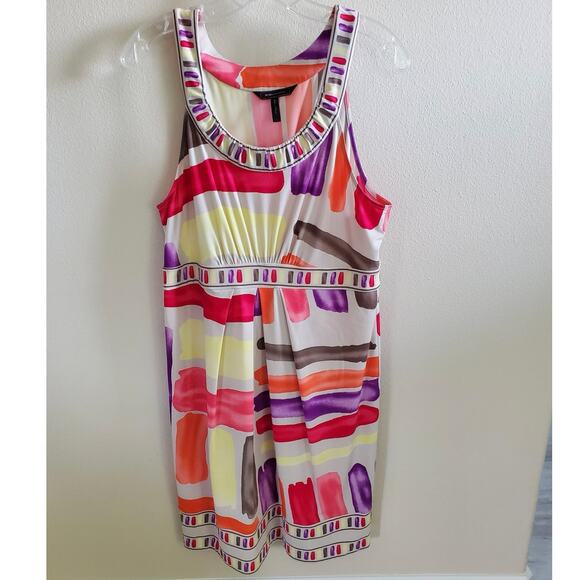 BCBG Max Azria Colorful Geranium Painted Brush Stroke Halter Top Size Large - Picture 1 of 6